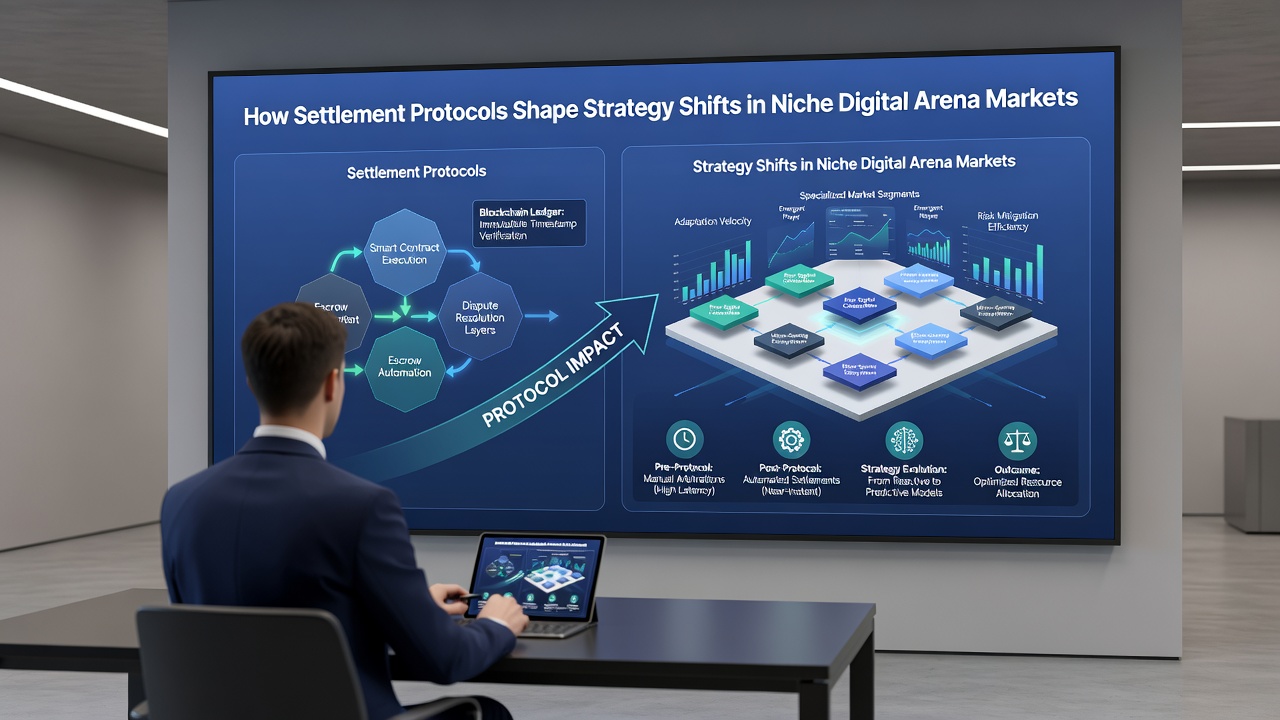 Analytics dashboard displaying settlement latency metrics alongside strategy adjustment flows in specialized digital markets