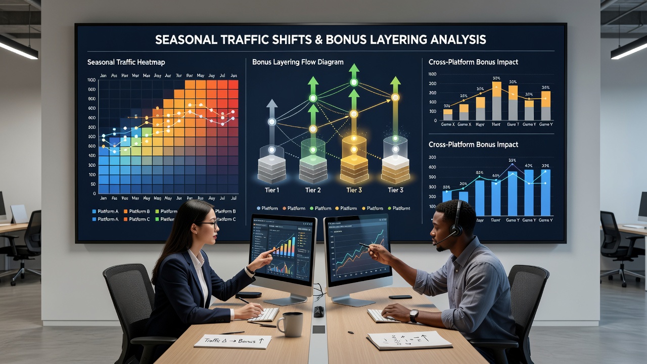 Analytics graph illustrating bonus activation rates across sports, casino, and poker verticals during seasonal traffic shifts